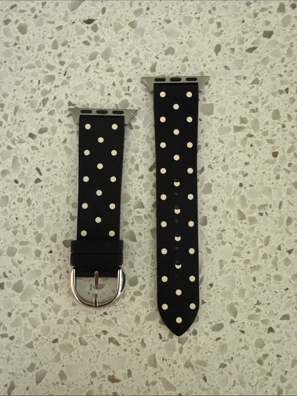Kate Spade Apple Watch 38/40 mm Silicone Band, Tan Polka Dot and Black, EUC